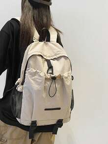 Mochila Retrô Japonesa de Grande Capacidade, Mochila Escolar para Estudantes, Bolsa para Laptop, Mochila Casual para Deslocamento e Viagem. 5 Cores para Escolher, Combina Facilmente com Vários Estilos de Roupa, Perfeita para Campus, Deslocamento ou Viagem. Compartimento Principal Espaçoso, Acomoda Facilmente Laptop e Itens Essenciais do Dia a Dia; - Multicolorido - Visão 6
