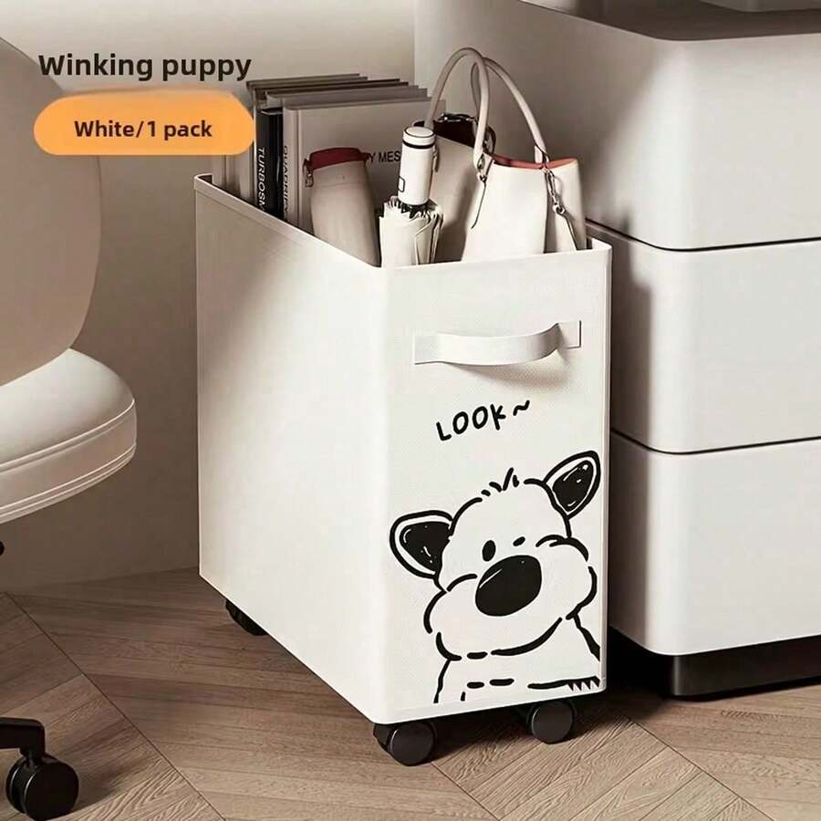 Cute Animal-Shaped Mobile Storage Cart, Office Storage Basket, Desktop Organizer For Bags, Under-Desk Storage Rack, Dorm Mobile Rolling Cart, Floor-Standing Mobile Storage Rack With Wheels, And Detachable Under-Desk Office Supplies Organizer - A - View 1