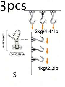 5/10 Stück super starke magnetische Haken, multifunktional, geeignet für Kreuzfahrt, Camping, Grillen, Küche und Garagenwände, Kühlschrank, ohne Bohren, starke magnetische Befestigung - M-10 Stück - Übersicht 10