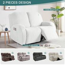 Stretch Recliner Sofa Covers, Reclining Couch Covers With Pockets, Jacquard Reclining Sofa Covers Soft Washable Furniture Protector With Elastic Bottom - 米色 - 查看 2