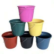 Kit 10 Baldes 5 Litros Plásticos Alça Reforçada  Coloridos Pequenos Lavanderia Limpeza - Multicolorido - Visão 5