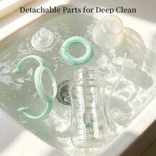 1 pieza/2 piezas Biberón de vidrio para bebé resistente al calor hasta 400℃ esterilizable con tetina de silicona anti-cólico y pajita con bola de gravedad 180ml/280ml apto para bebés de 6 meses en adelante - Multicolor - Ver 7