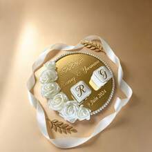 1/2pcs Gold Acrylic Round Mirror Tray With 50/100pcs Faux Pearl DIY Decor Accessories, Suitable For Jewelry Display, Wedding, Birthday Party And Various Decorative Scenes - View 4