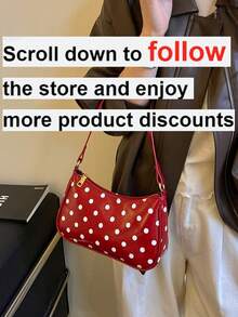 1 pieza Bolso de hombro de cuero PU de unicolor para mujer, bolso bandolera multifuncional, adecuado para ir al trabajo, con correa de hombro ajustable - Burdeos - Ver 2