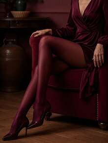 1 Stück Damen-Strumpfhose in Burgunderrot, ultradünn und transparent, weich und hoch elastisch, elegante weinrote Strümpfe für den Alltag & Dates - Bordeaux - Übersicht 1
