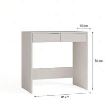 Clean Minimalist Freestanding Wall Side Table, Size 81*50*80cm Flush Hidden Dual Drawers Open Bottom Frame, Multi-Use Entrance Table, Bedroom Dressing Desk, Small Study Writing Table, Balcony Decor Display Stand - Multicolor - View 3