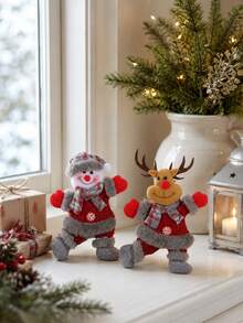 2pcs/1pc-Christmas 2D Plush Snowman And Reindeer Decorations, Burlap Material Christmas Tree Hanging Ornaments, Christmas Tree Decor, Christmas Ornaments, Christmas Party Supplies, Room Decor, Home Decor, Puppet Decoration Pendant, Christmas Tree Hanging Decor, Wreath Decoration, Gift Box Decoration, Holiday Party Accessories, Winter Decor, Snowman Reindeer Hanging Ornaments, Lightweight Holiday Hanging Decor, Vintage Tree Hanging Rack - Multicolor - View 7