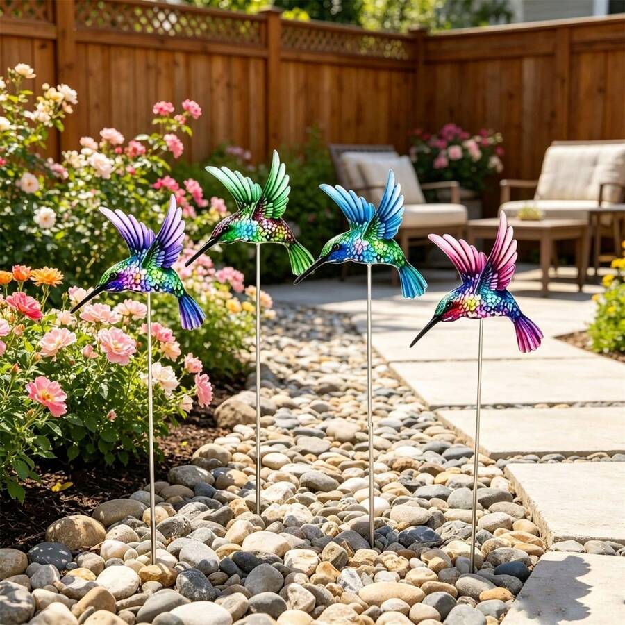 4Pcs Decorative Garden Stakes Metal Outdoor Decoration For Garden And Yard - C - View 1