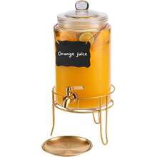1 Gallon Glass Beverage Dispenser With Sturdy Stand For Parties And Events - Gold - View 8