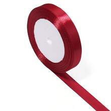 25 Yards/Roll Deep Red Gift Wrapping Satin Ribbon, New Year Christmas Decorative Ribbon DIY Bow Material, Bouquet Gift Box Bow Decoration Webbing, Gift Wrapping Ribbon - Dark Red Ribbon - View 12