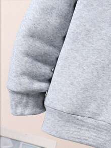 Boys' Letter Print Hoodie And Sweatpants Warm Set - Grey - View 4