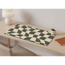 Wavy Checkerboard Desk Mat - Groovy Large Mouse Mat - Cozy Desk Accessory - Mouse Pad - View 5