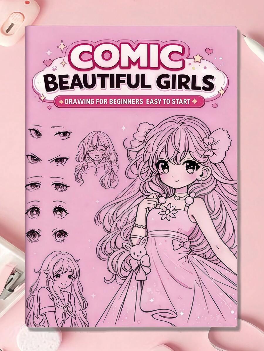 1pc Manga Girl Line Art Practice Drawing Book, Detailed Drawing Guide Specially Prepared For Beginners, Help You Learn To Draw Cute And Adorable Manga Characters, Suitable For All Ages Manga Lovers, Zero Foundation, Anime Enthusiasts, Holiday, New Year, Birthday Party First Choice Gift