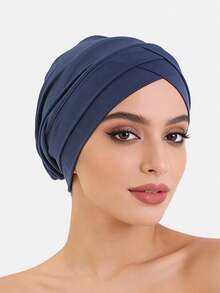 1 pieza Gorro de mujer con doble cruce elástico, gorra interior, apto para uso diario, verano, playa, vacaciones, viajes - Negro - Ver 23