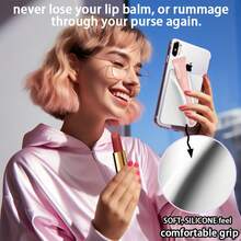 2-In-1 Phone Lipstick Holder With Card Slot, Adhesive Silicone Credit Card Wallet And Lip Gloss Holder, Suitable For Phone Back Adhesive Case - Multicolor - View 10