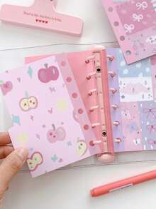 Cute Pink Bow Rabbit Divider Tabs, 6-Hole Loose Leaf Binder Index Cards, Kawaii Pastel Cake Apple Pattern Page Marker Separators For Journal Notebook Scrapbook Stationery School Supplies - Set - View 7