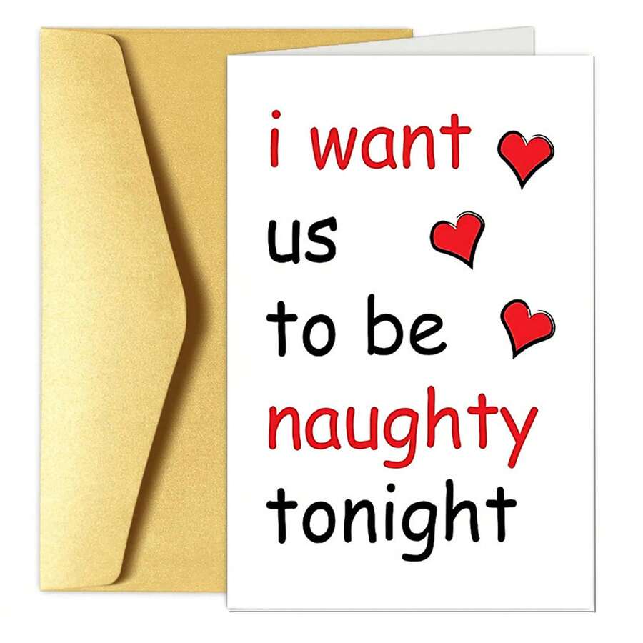 1pc This Single Funny Valentine's Day Card, Stating 'I Want Us To Be Naughty Tonight, ' Makes An Ideal Present For Partners, Spouses, And Is Perfect For Occasions Like Valentine'S Day, Anniversaries, And Birthdays - Greeting Card + Envelope - View 1