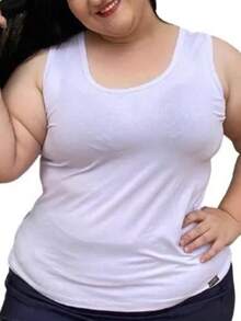 Basic Ribbed Sleeveless Tank Top With A Round Neckline, High Elasticity, And Regular Length, Elegant And Versatile For Everyday Wear. - Black and White - View 2