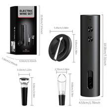 Rechargeable Electric Wine Bottle Opener | Gift Set Including Foil Cutter, Pourer, Vacuum Stopper | Type-C Rechargeable Automatic Red Wine Opener For Home, Kitchen, Party, Wedding, Christmas - Black - View 11