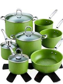 6pcs Non-Stick Pot And Pan Set, Pot Protectors And Heat-Resistant Mats, Scratch-Resistant, Non-Stick, Heat-Resistant, Stackable Storage, Washable And Reusable, Suitable For Multiple Cookware, Christmas Decoration - Multicolor - View 9