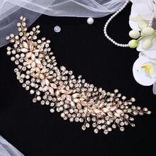 1pc Bohemian Gold Rhinestone Floral Bridal Hair Accessory | Outdoor Wedding Atmosphere Headpiece - Multicolor - View 4