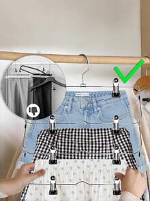 1/2/3pcs 4/6-Tier Stainless Steel Folding Pants/Skirt Rack Combination Set, Space-Saving Multi-Layer Clothing Storage Organizer, Suitable For Wardrobe And Closet, Can Store Jeans, Skirts, Metal Structure, Christmas Home Decor, Back To School Supplies - Silver - View 4