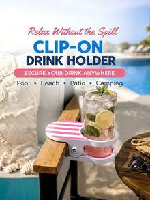 1pc Universal Clip-On Drink Holder, Can Be Clipped To Table Edge, Table And Chair, Adjustable Clamp Cup Holder With Non-Slip Silicone, Suitable For Beach, Camping, Office - Multicolor - View 6