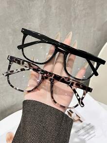 Black Transparent Square Geometric Full Frame Glasses, Suitable For Daily Wear, Office Work, Music Festivals, Dates And All Face Shapes - Multicolor - View 3