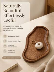 1PC Round Rotating Tray, Wooden Serving Tray, Breakfast Tray, Snack Display Tray, Acacia Wood Slouchy Susan Cabinet Organizer, Slouchy Susan Turntable For Countertop Pantry, Kitchen Turntable Storage, Kitchen Accessories, Kitchen Gadgets, Best Choice For Home (Solid Wood) - Khaki - View 17