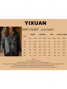 YI XUAN 大码女式复古印花时尚衬衫，前双口袋设计，春季款 - 深灰色 - 查看 8