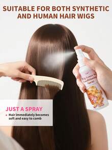 Wig Spray For Synthetic And Natural Hair Wigs, No-Rinse Conditioner, 2-In-1 Conditioner And Detangler Moisturizer, Hydrating And Nourishing Synthetic Wigs, Easy To Comb, Halloween - Continent - View 4