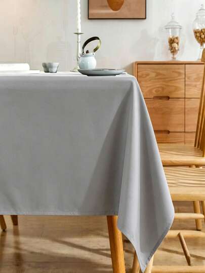 1pc Dust-Proof & Wrinkle-Resistant Rectangular Polyester Solid Color Tablecloth For Dining Room, Kitchen, Coffee Table, Conference Room, Desk, Wedding Banquet, Birthday Party, Home Decor, Bedroom Decor