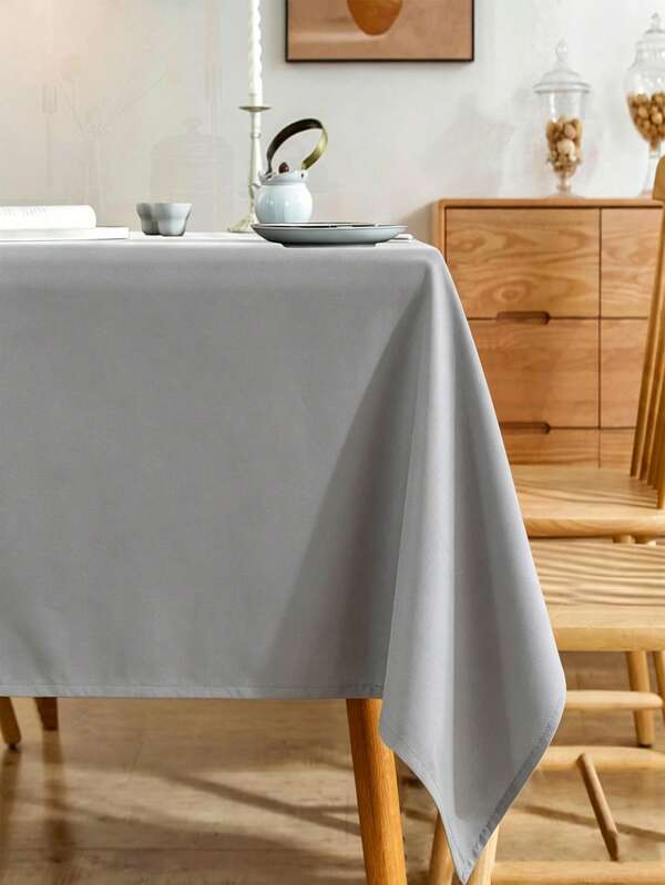 1 pièce Nappe rectangulaire en polyester de couleur unie, anti-poussière et anti-froissement, pour salle à manger, cuisine, table basse, salle de conférence, bureau, banquet de mariage, fête d'anniversaire, décoration de la maison, décoration de la chambre