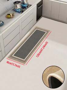 1pc Deep Gray Textured Pattern With Light Camel Color Accent Frame Kitchen Mat 3.5mm Soft Rubber Water-Absorbing Mat, Suitable For Kitchens, Bathrooms, Living Rooms, Outdoor Door Mats, Kitchen Rugs, Home Decor, And Toilet Mats. - Multicolor - View 15