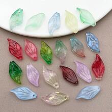 20pcs Glass Colored Leaf Pendant Jewelry Making DIY Earrings Pendant Various Design Charms For Jewelry Making Bracelets Necklace - Multicolor - View 5