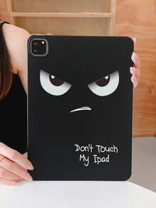 1pc Angry Tsundere Expression With "Don't Touch My " Funny Letter Slogan Print Tablet Case, Matte Black Anti-Drop Tablet Protective Cover, Quirky Personalized Tablet Accessory, Suitable For Daily Use And Gift-Giving All Year Round, Back To School, Birthday, Christmas Gift Choice, Fashionable Tablet Protective Sleeve For Home And Study - Multicolor - View 8