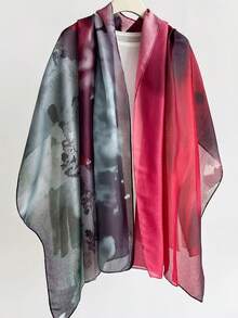 1pc 2026 Fashion Spring/Summer Thin Ink Print Gauze Scarf Street Beach Towel 80*182cm Extra Long Silk Scarf Women Breathable Versatile Floral Print Shawl Headscarf Scarf Wrap Suitable For Travel, Photography, Check-In - Multicolor - View 11