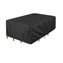 Funda protectora para muebles de patio de tela Oxford 210D de varios tamaños, impermeable, resistente al viento, resistente a los rayos UV, resistente a la nieve, resistente al polvo con diseño de cordón, funda protectora para mesa, silla, sofá de jardín exterior, adecuada para césped, patio trasero, balcón - Negro - Ver 24