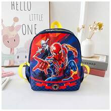 開學季 Disney Marvel Avengers 蜘蛛人女款時尚機能後背包，卡通輕量防水耐磨牛津布，高清全印蜘蛛人圖案，黃藍對比配色，護脊透氣減壓肩帶，雙拉鍊大容量主層，側邊網袋水壺袋，分層收納，熱門書包，動漫風生日禮物，百搭書包 - 肩膀包 - 查看 3