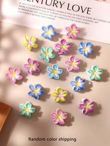 10/20/30pcs Colorful Tie-Dye Daisy Flower Small Hair Clips, Minimalist Cute Bangs Clips, Random Color,Festival,Party - Multicolor - View 4