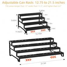 4 Tier Expandable Can Rack Organizer For Pantry, Adjustable 13"-21" Metal Soda Can Organizer, Pantry Organization Canned Food Storage Holder For Kitchen Cabinet Countertop, Black 1Pack - Black - View 3
