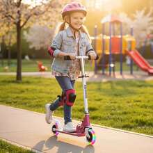 Foldable Kids' Scooter With Light-Up Wheels - Pink - View 6