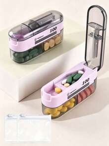 New Portable Pill Cutter & Pill Box 3-In-1 Multifunctional Mini Pill Splitter, Convenient Pill Storage Box, Easy-To-Use Design, Plastic Material, Simple To Operate, Suitable For Daily Medication And Travel, Ideal For Office Workers, Students, Travelers, Seniors, Household Essential, Perfect Choice For Birthday Gift, Back To School Gift, Holiday Gift, Teacher's Day Gift, Mother's Day Gift And Easter Gift - Multicolor - View 14