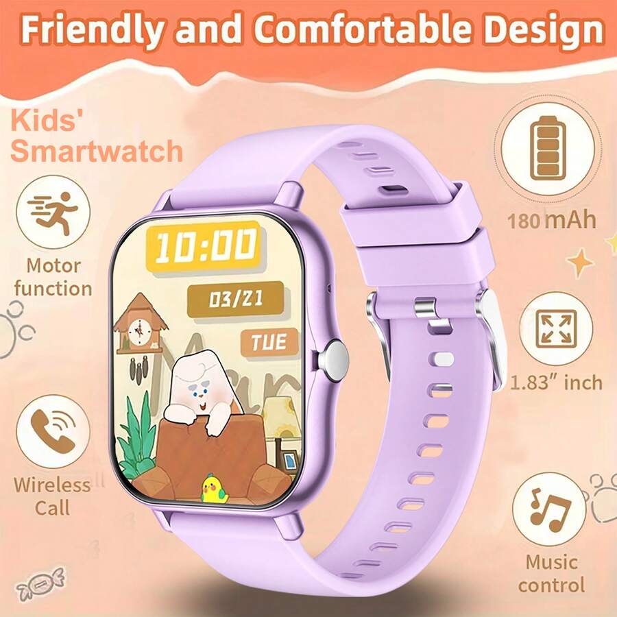2026 Model 1.83 Inch Touch Screen Smart Watch For Kids And Teenagers, Compatible With Android Phones, Wireless Calling, Wireless Music, Message Notification, Customizable Watch Face, Pedometer, Activity Tracking, Easter Gift