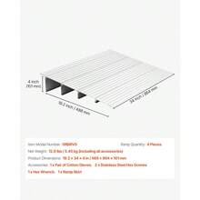 [Free Shipping] Door Threshold Ramp, 4 Inch Rise, Aluminum Alloy Threshold Ramp Rated 800 Lbs Load Capacity, Handicap Ramps For Home Steps For Wheelchair, Scooters, Power Chairs, Walkers, Bicycle, Tricycle-XY230854 - Multicolor - View 1