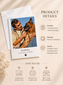 Personalized Greeting Cards With Envelopes, Custom Printed Cards With Multiple Photos And Text, Birthday Cards, Thank You Cards, Wedding Cards, Pet Cards, Suitable For Various Occasions - Multicolor - View 7