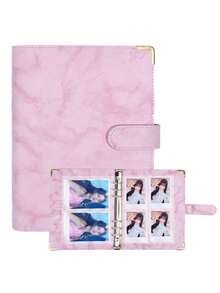1Set (1Pc Marble Shell+25Pcs Four Grid Inner Pages) Photo Card Binder 6 Ring A5 Notebook Photocard Loose Leaf Photo Album Storage Book Card Collection Album Used For Organizing Transaction Cards,Mini Photo Storage Album,Perfect Gift For Friends - Multicolor - View 13