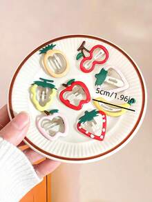 12pcs Cute Colorful Fruit-Shaped Hair Clips, Including Multiple Fruit-Themed Colors, Perfect Back To School Gift - Multicolor - View 5