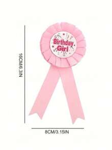 1pc Satin Pleated Ruffle Birthday Theme Badge, Swallowtail Ribbon 3D Exquisite Design, Back-Attached Safety Pin For Secure Wear, Exclusive Text Highlights Protagonist Identity, Suitable For Birthday Party Photography, Perfect For Personal Use Or Gift Set - Multicolor - View 5
