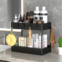 1pc Oversized Double Layer Storage Rack With Drawer, Black Double Layer Under Sink Organizer, Multifunctional H-Shaped Storage Rack, Kitchen Pull-Out Spice & Draining Rack, Bathroom Living Room Storage Shelf - Black - View 16